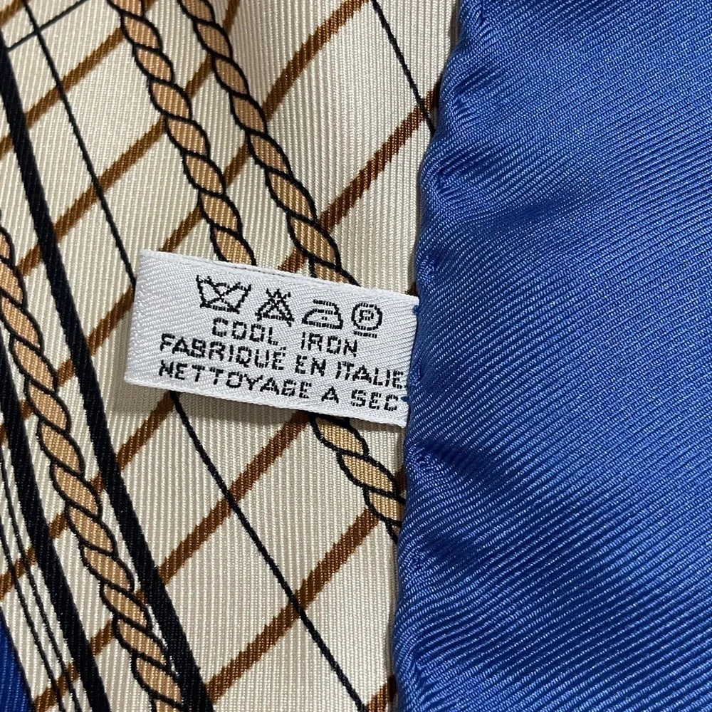 Louis Vuitton Silk Scarf with Nautical Motif in Blue and Cream